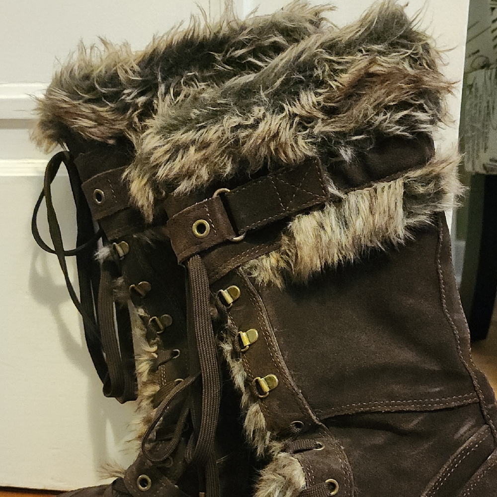 Aldo Brown Winter Boots with Faux Fur Trim